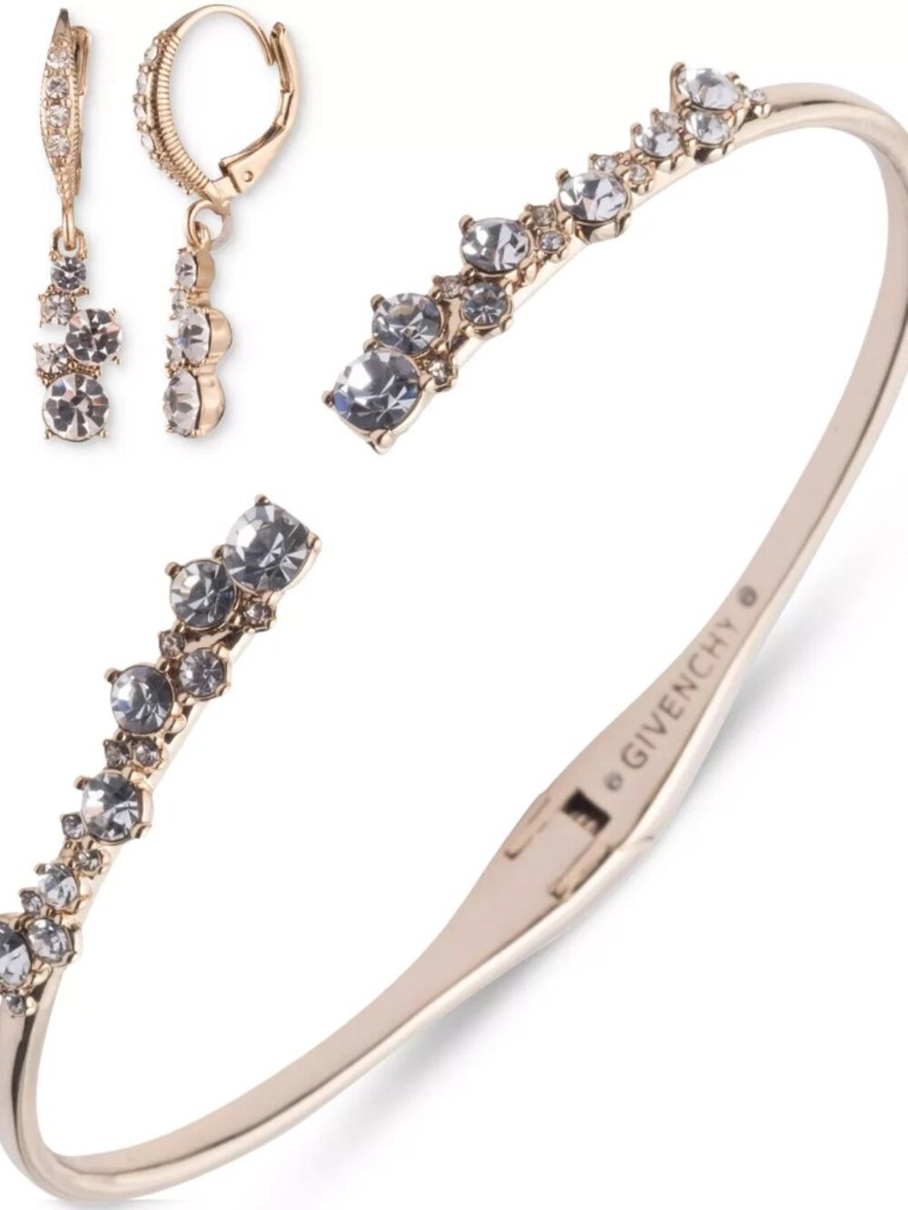 Givenchy Silver-Tone Cluster Cuff Bangle Bracelet &amp; Earrings Set